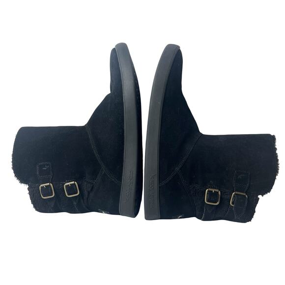 Koolaburra By Ugg Black Suede Winter Boots Women's Sz 10 Faux Fur Lining Pull On - Picture 4 of 12